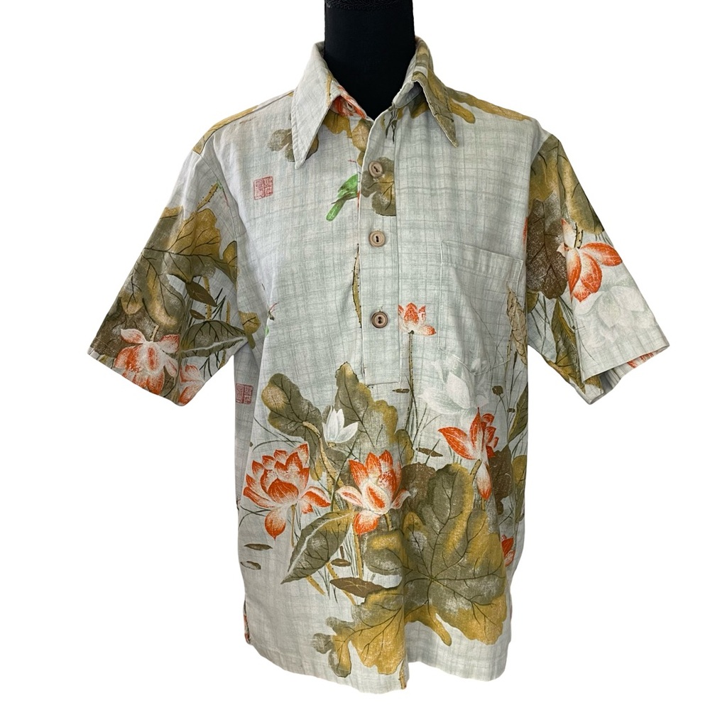 Vintage 1960s-1970s Mens Sears Hawaiian Shirt Tiki Size L